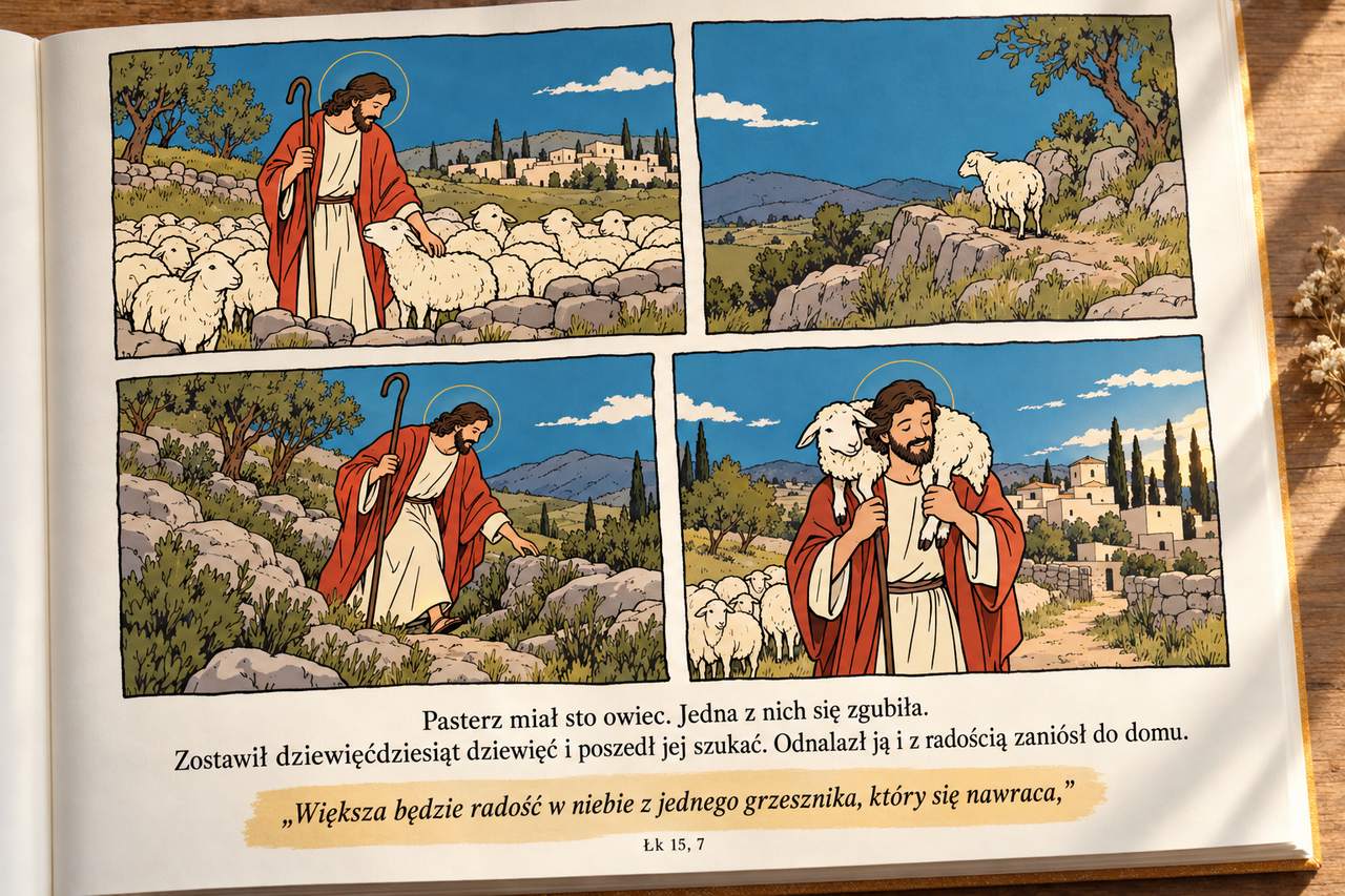 Przykładowa strona komiksu Przypowieści dla dzieci